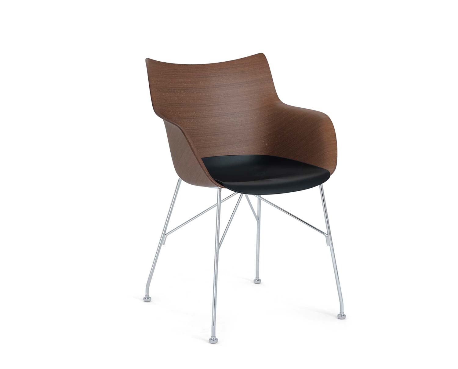 Q-wood-dark-Vener-chrome-Kartell
