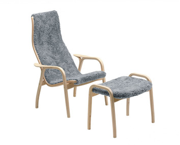 Lamino-Fatolj-Fotpall-Lackad-Bok-Farskinn-Grafit