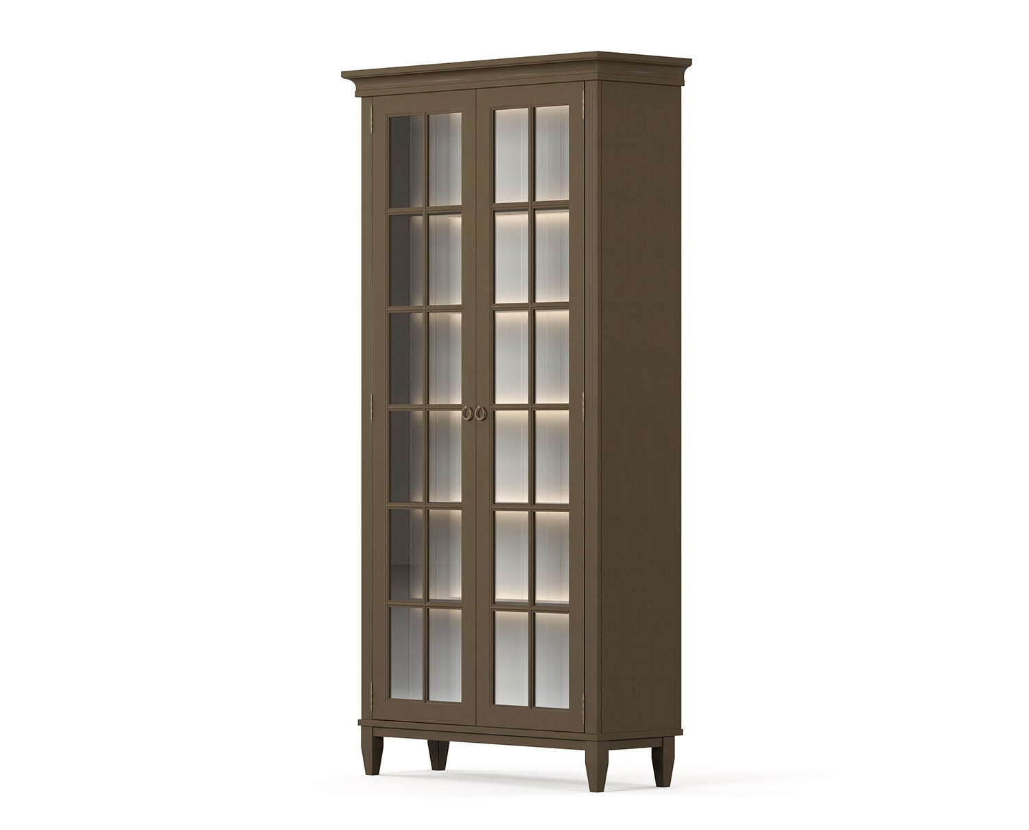 Stockholm Vitrineskab med to døre og glassider i udførelsen Mocha