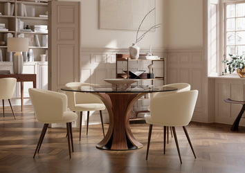 Hey-karmstol-Frosted-almond-boucle-konstlader-antique-brass-Epic-bord-valnotfaner-1