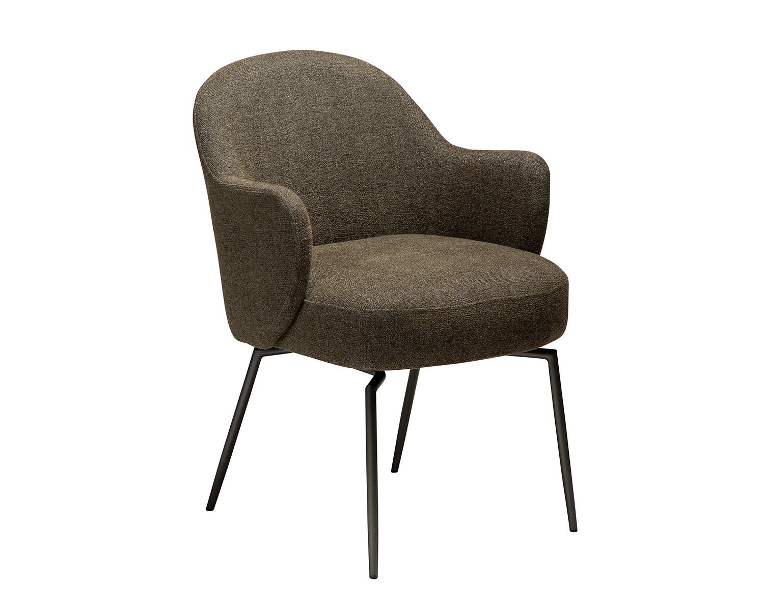 Dan-Form-Bae-Swivel-Chair-Dark-Olive-Boucle-Antique-Pewter