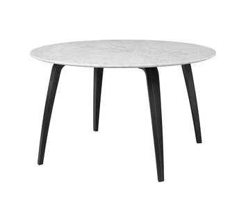 GUBI_DiningTable_Round_130x74_WoodBase_BlackStainedAsh_Marble_WhiteCarrara