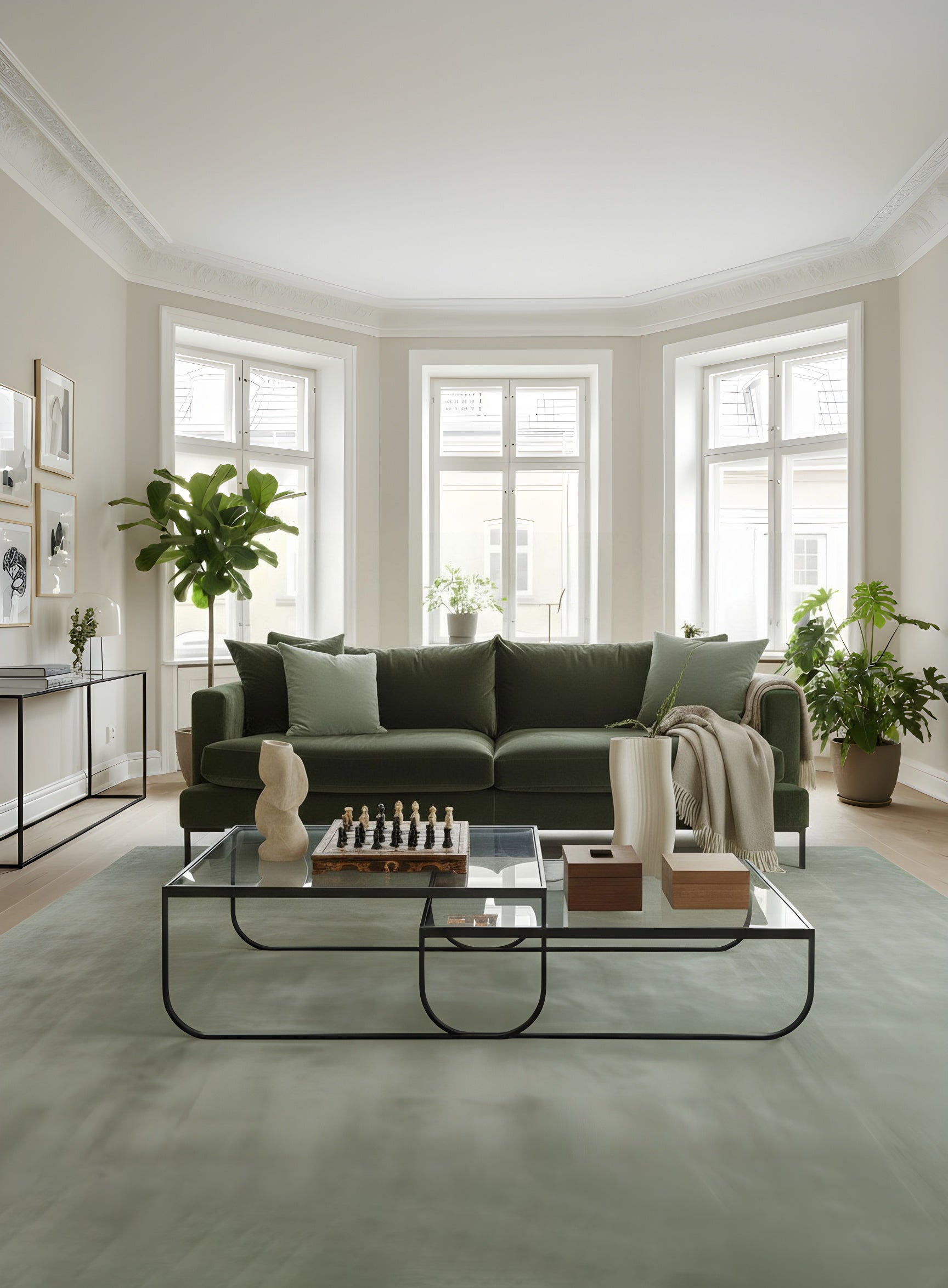NINETEEN23 Wind sofa i grønt stof i stue